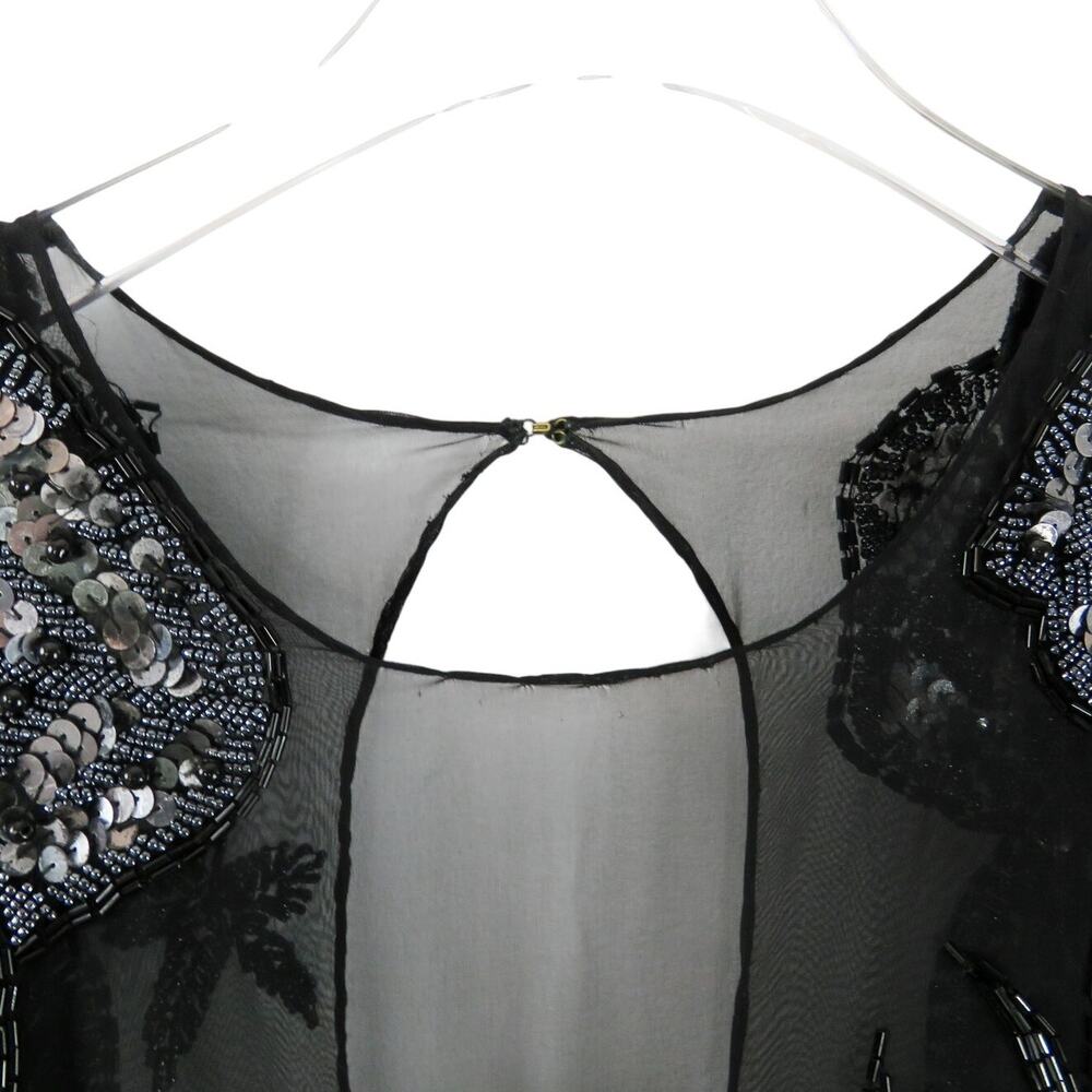 Sava Fashions 1970s Vintage Black Sequin Beaded Long Sleeve Dress Gown Small - Picture 7 of 8